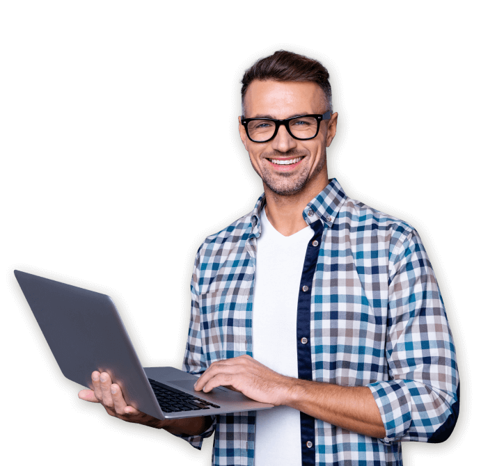 Woman working on a laptop