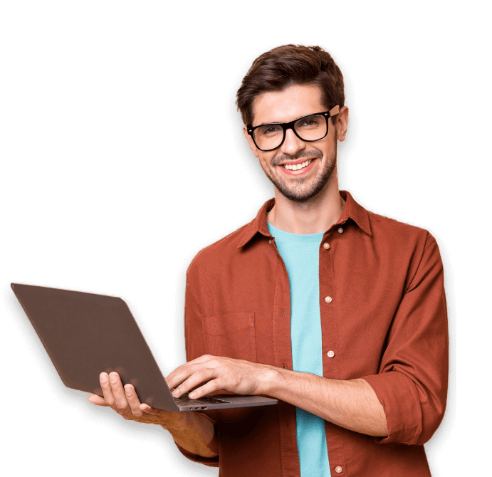 Woman working on a laptop