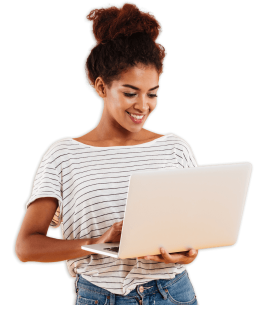 woman working on a laptop