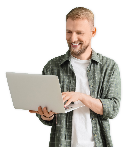 Man working on a laptop