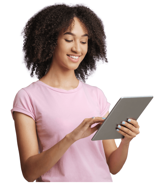 woman working on a tablet