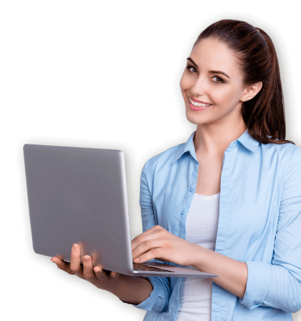 woman smiling with a laptop