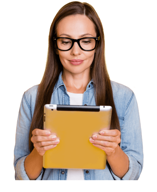 woman working on a tablet