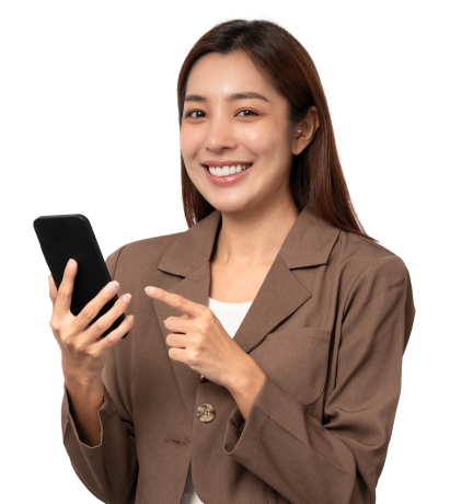 Woman smiling holding a phone